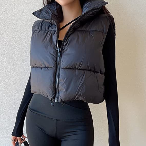 Women's Winter Umbilical Tank Top Lightweight Sleeveless Warm Coat with Padded Vest