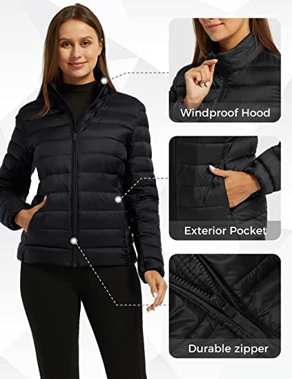 Women's Packable Ultra Light Weight Short Down Jacket
