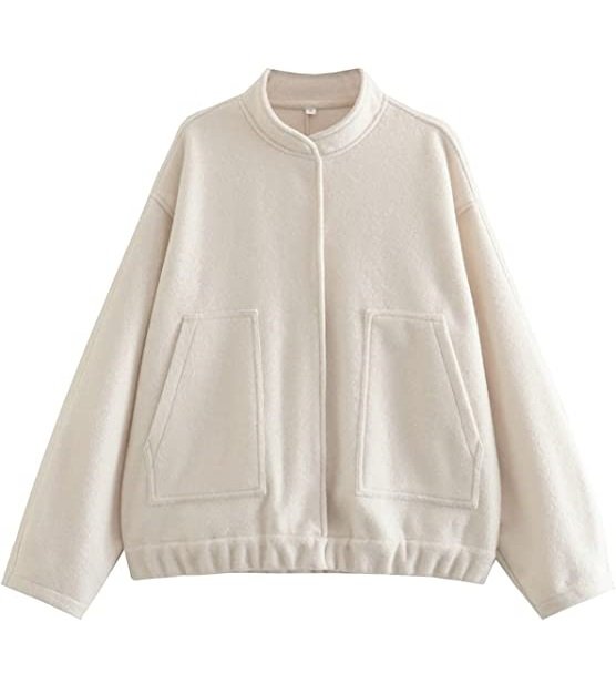 Women's oversized wool blend jacket with buckle pocket