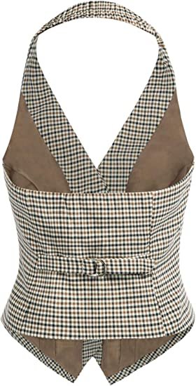 Womens Vintage Waistcoat Vest Halter Neck Button Down Dressy Vests
