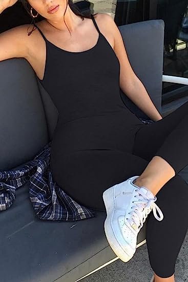 Women’s Sleeveless Spaghetti Strap Bodycon Tank One Piece Jumpsuits Rompers Playsuit