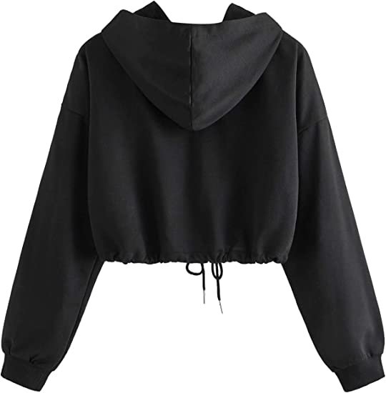 Women's Casual Full Zip Crop Top Hoodie Sweatshirt Jacket
